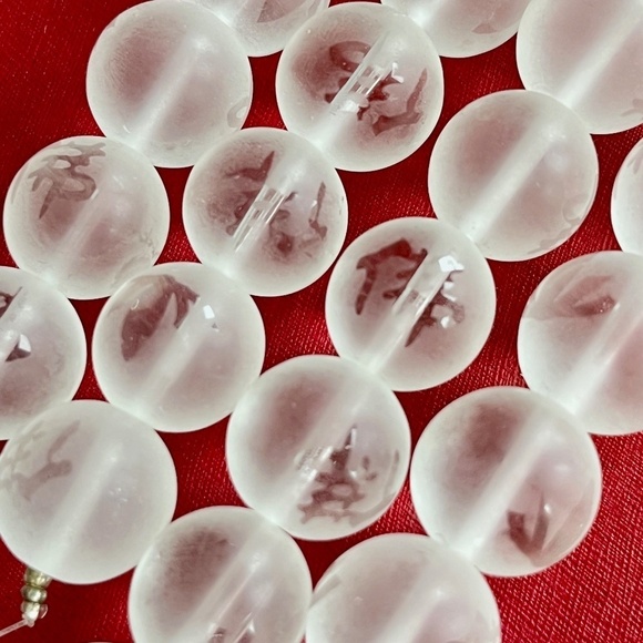 As Low As $2 Matte Crystal Etched Chinese Buddha Lotus Round Beads 16mm (8) - Picture 3 of 4